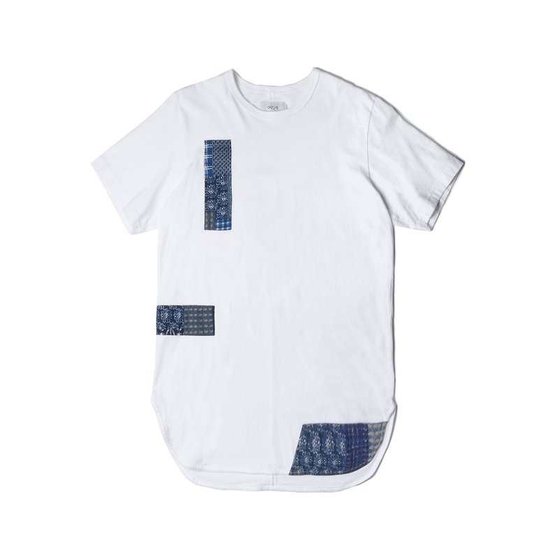 oqLiq - Project 05 - Boro capsule - Long T-shirt (White) - เสื้อยืดผู้ชาย - ผ้าฝ้าย/ผ้าลินิน ขาว