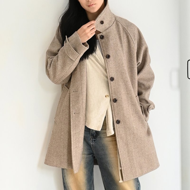 British Academy - Exquisite Stand Collar Wool Coat - M beige - Women's Casual & Functional Jackets - Wool White