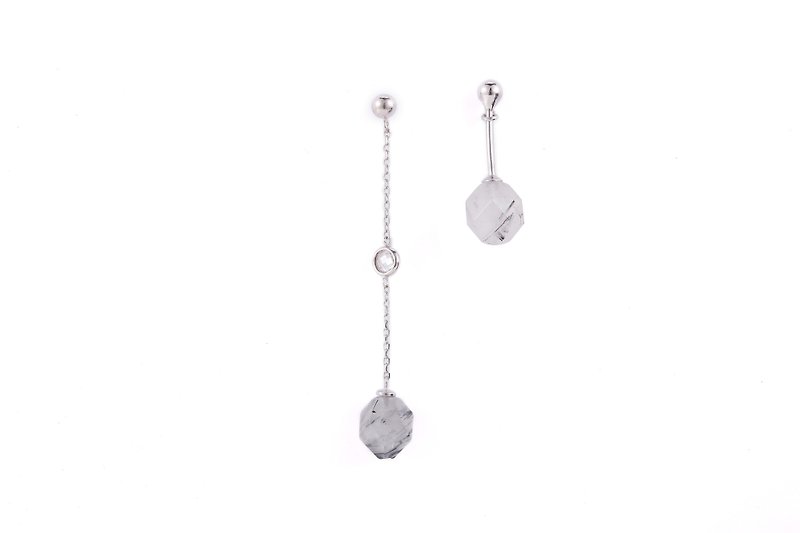 Mother's day giftChinese painting Collection-- S925  Silver Black Rutilated Quar - Earrings & Clip-ons - Crystal Silver