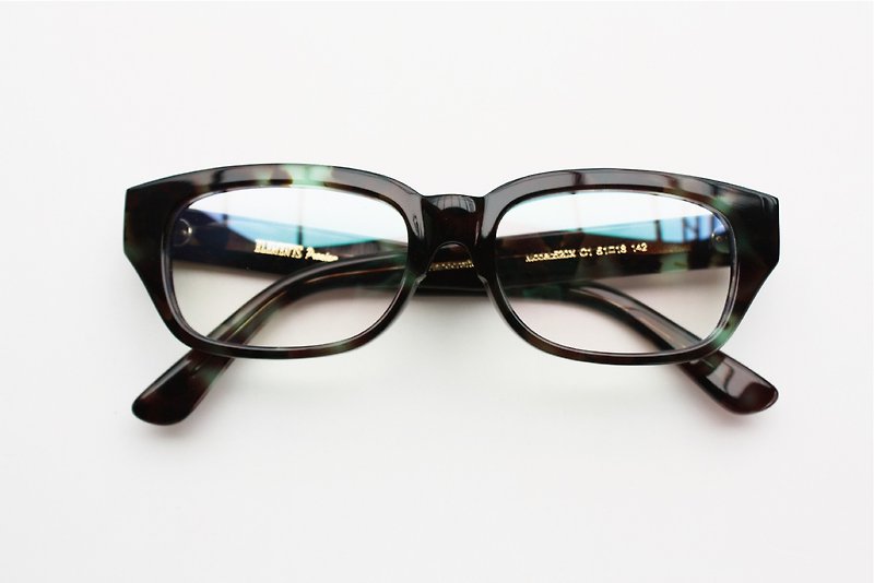 520X-C1 Rectangle eyeglasses 7 barrel hinge Handmade in Japan eyewear - กรอบแว่นตา - วัสดุอื่นๆ สีเขียว