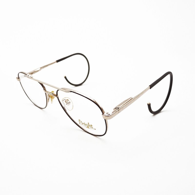 Out of the window glasses line / 90's antique ear hook glasses │ no.A24 vintage - Glasses & Frames - Precious Metals Black