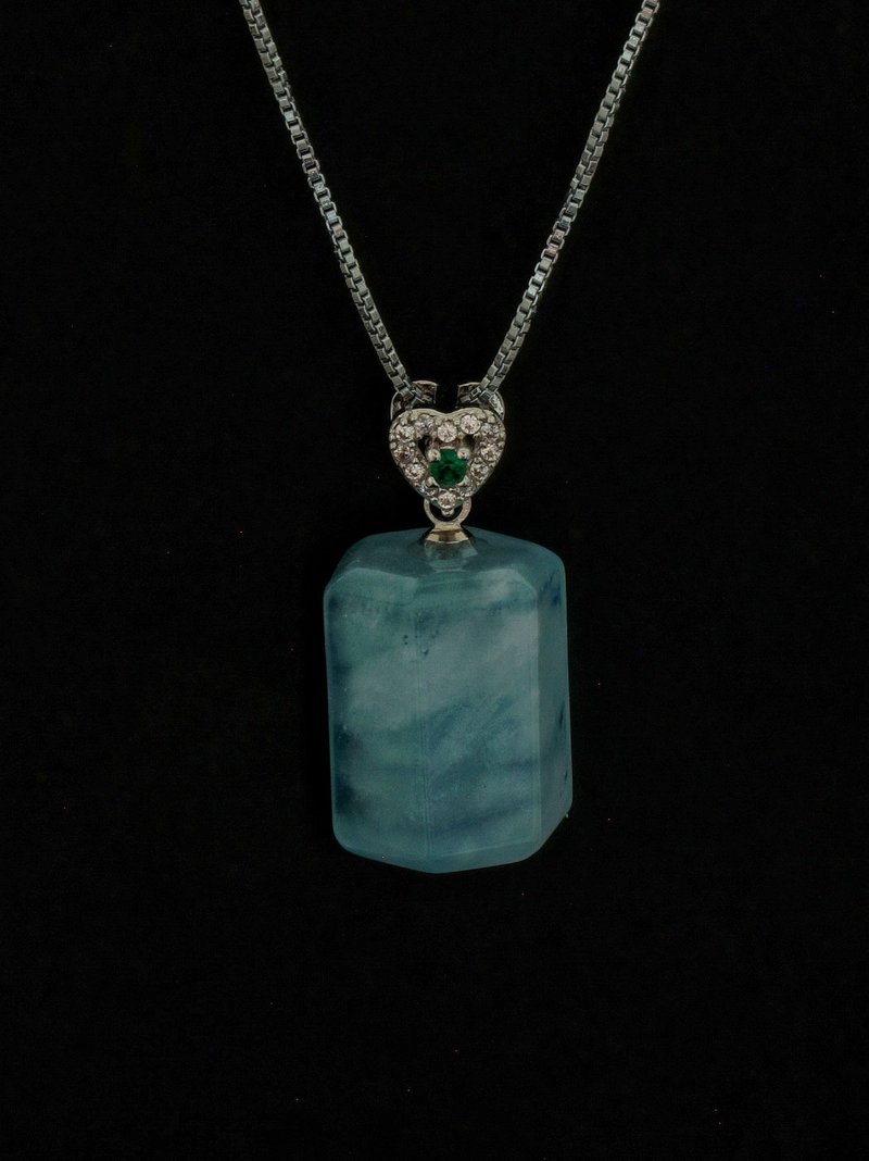 海藍寶原石水晶頸鍊-4 (  Raw Aquamarine Crystal Necklace-4 ) - 項鍊 - 水晶 