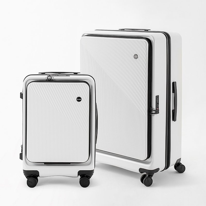 Dreamin Innoシリーズ 20+24インチフロントオープンラゲッジ/機内持ち込みスーツ-クレセントホワイトセット - スーツケース - プラスチック ホワイト