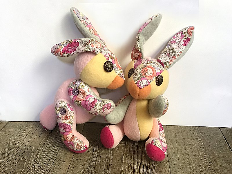 POPO │ Alice Rabbit │ Twins - Handmade - Stuffed Dolls & Figurines - Cotton & Hemp Pink