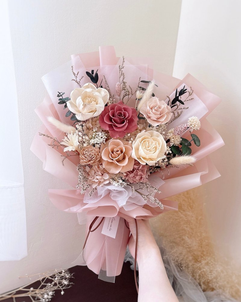 永生玫瑰花束-玫瑰序曲 l 玫粉色花束 藕粉色花束 情人節花束 - 乾燥花/永生花 - 植物．花 粉紅色