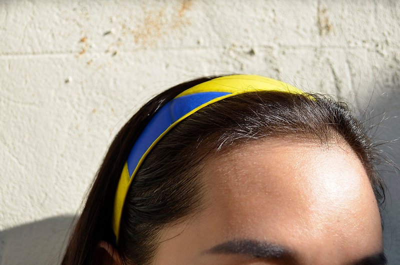 Volleyball x headband / wide version / mikasa yellow, blue and white No. 008 - ที่คาดผม - ยาง สีเหลือง