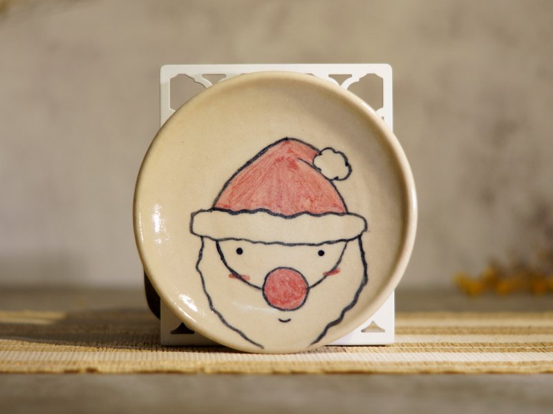 聖誕手繪陶盤,點心盤約Ø 12 cm - 碟子/醬料碟/醬油碟 - 陶 多色