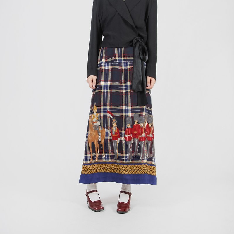 [Egg plant ancient] small cavalry wool vintage dress - Skirts - Wool Multicolor