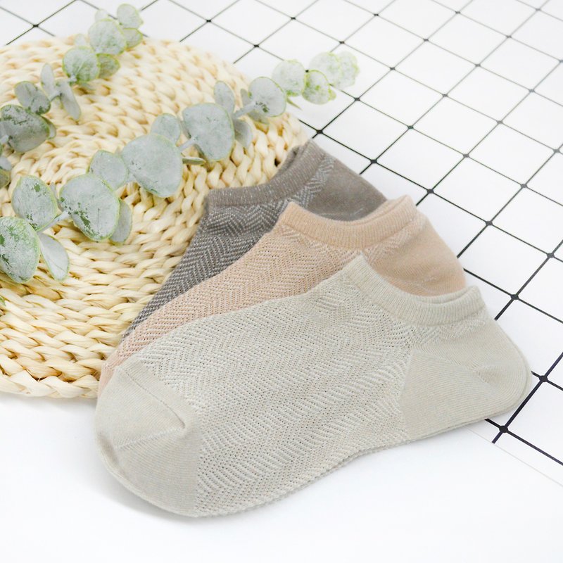 //Daily color//Cool breathable herringbone pattern ultra-thin boat socks - Socks - Cotton & Hemp 