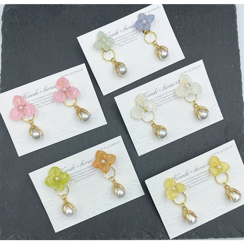 CHA-0008 Dual-purpose dry flower earrings - Earrings & Clip-ons - Other Materials 