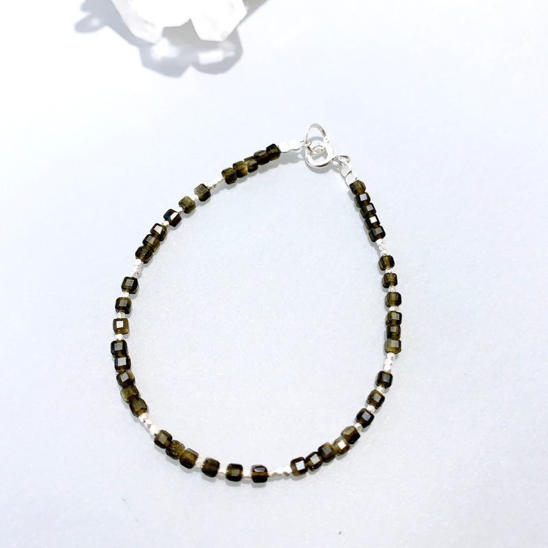 Ops Obsidian Silver bracelet-金曜石/純銀/防小人/招財/舒壓 - 手鍊/手環 - 寶石 黑色