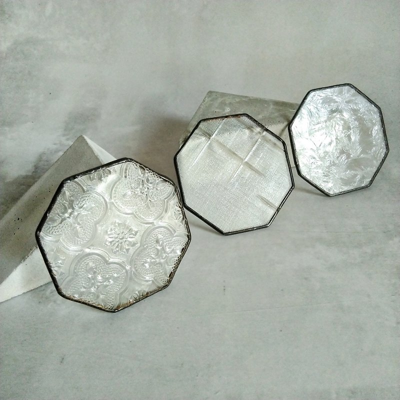 Taiwan old glass retro glass coaster set (a set of three) [Valentine's Day Gift Box] - ของวางตกแต่ง - แก้ว 