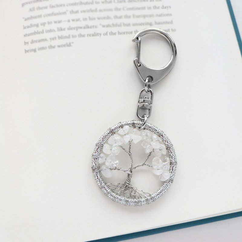 Energy Crystal‧Wishing Tree丨White Crystal Handmade Good Luck Dream Catcher Pendant Keychain - พวงกุญแจ - วัสดุอื่นๆ ขาว