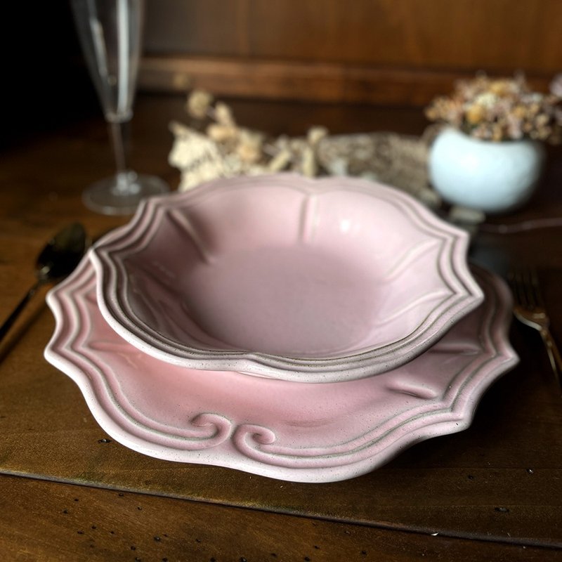 【超值優惠組合】義大利VBC casa FONDACO系列 主餐湯盤2件組 - 盤子/餐盤/盤架 - 陶 粉紅色