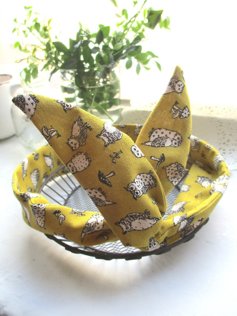 Turn forward with a (manual) - mustard yellow - forest owls - Hair Accessories - Cotton & Hemp Multicolor