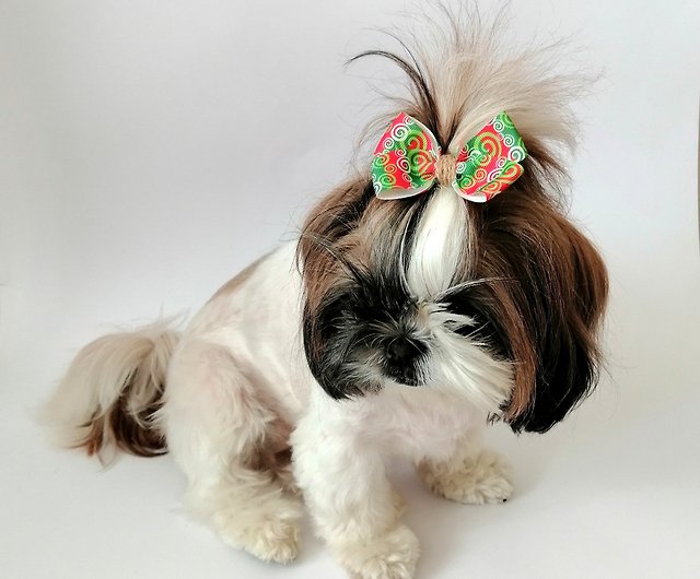 Christmas hair bows, Set of 3 dog hair clips for Shih Tzu, Yorkie,  Cockerpoo - Shop HowWowBow Clothing & Accessories - Pinkoi