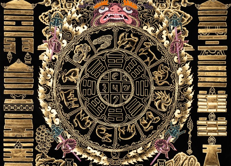 傳統佛教濕婆珂羅羅唐卡藝術 - 壁貼/牆壁裝飾 - 其他材質 多色