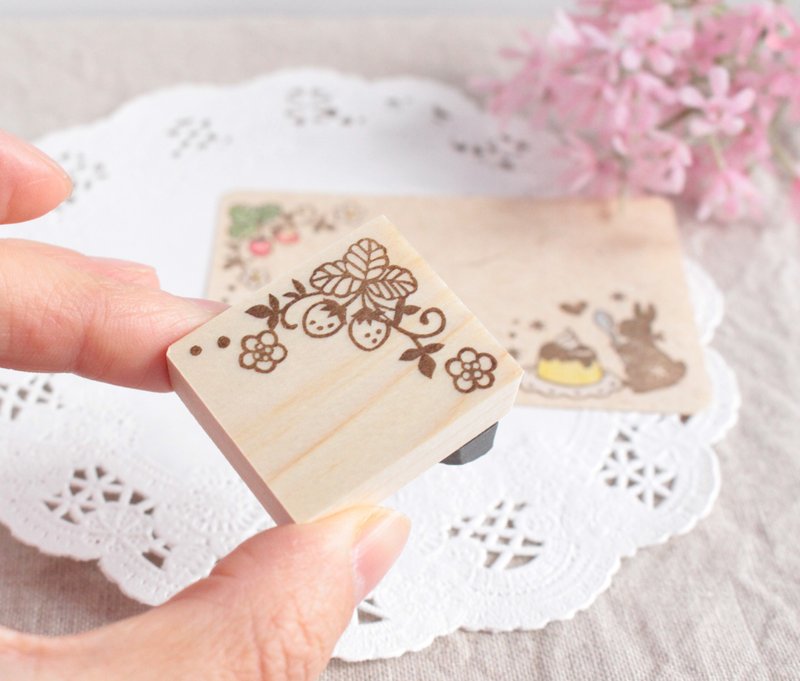 いちごのコーナー飾りスタンプ - 印鑑・スタンプ - ゴム 