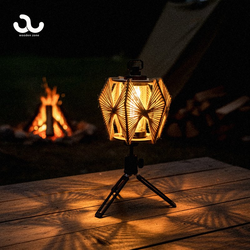 新品 聖誕禮物 燈罩 木繩燈罩 雪花燈罩 木頭燈罩 露營燈具 19燈 - 燈具/燈飾 - 木頭 卡其色