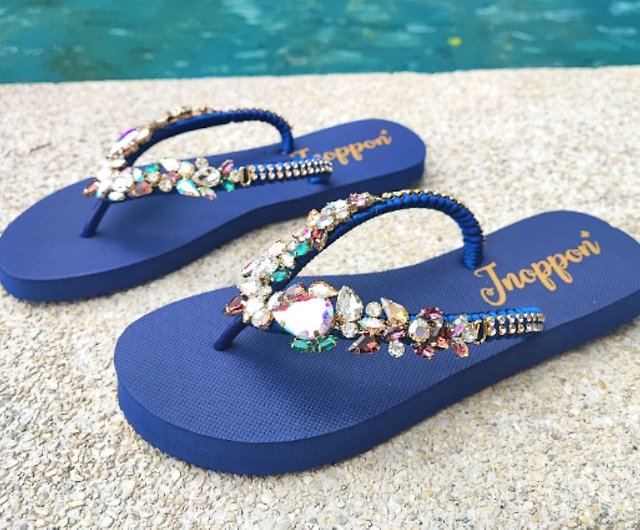 PSWL Glitter Slippers Women Summer Sandals Fashion Bling Female Candy Color Flip  Flops Beach Diamond Flat Shoes Outdoor Sandals (Color : 732-blue, Shoe Size  : 9) price in UAE,  UAE