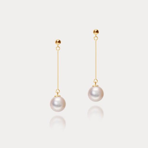 瑭果盒珠寶·設計 La Bonbonnière Jewelry Déesse | 8-8.5mm 垂墜金針 日本Akoya海水珍珠18K耳環/耳針