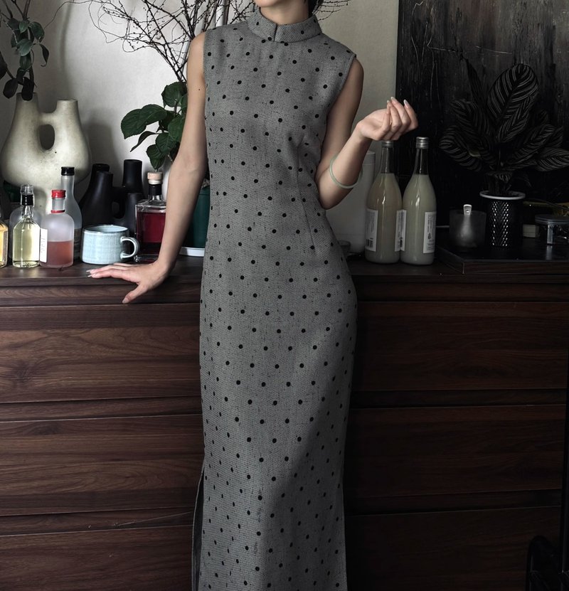 New Chinese retro polka dot sleeveless improved cheongsam - One Piece Dresses - Other Materials 