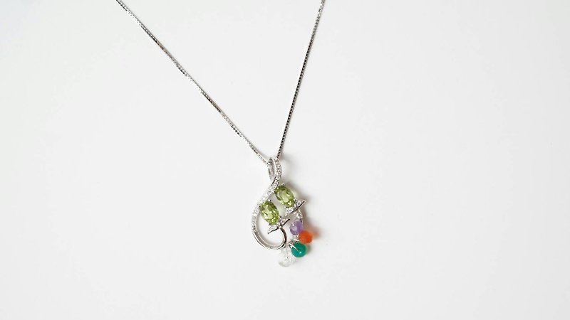 [Ok Ye Xianbo] Hand-made X Natural Stone Necklace - สร้อยคอ - โลหะ 