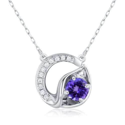 Majade Jewelry Design 坦桑石鑽石海芋項鍊-14k白金馬蹄蓮吊墜-簡約花朵墜飾-12月生日石