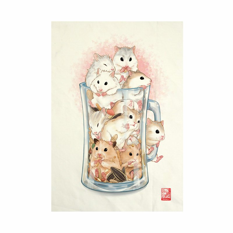 Hamster Mug Fabric Art  Canvas No frame - 其他 - 棉．麻 白色