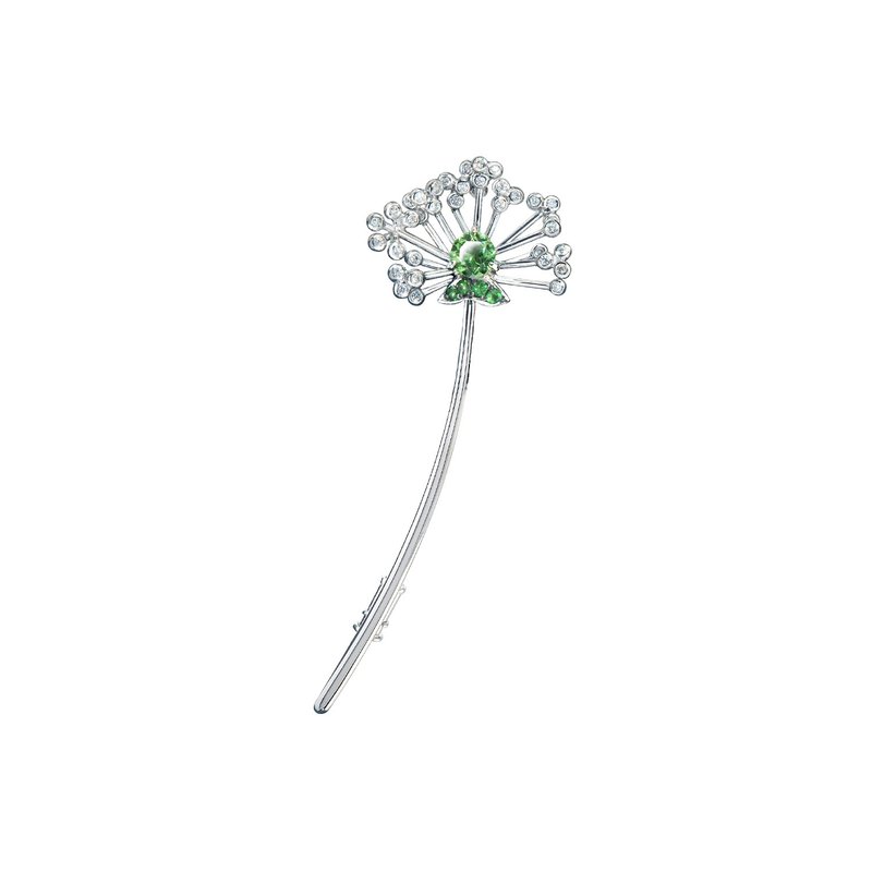 A Wonderful Collection of Happiness 18K Dandelion Pin - เข็มกลัด - เครื่องเพชรพลอย สีเขียว