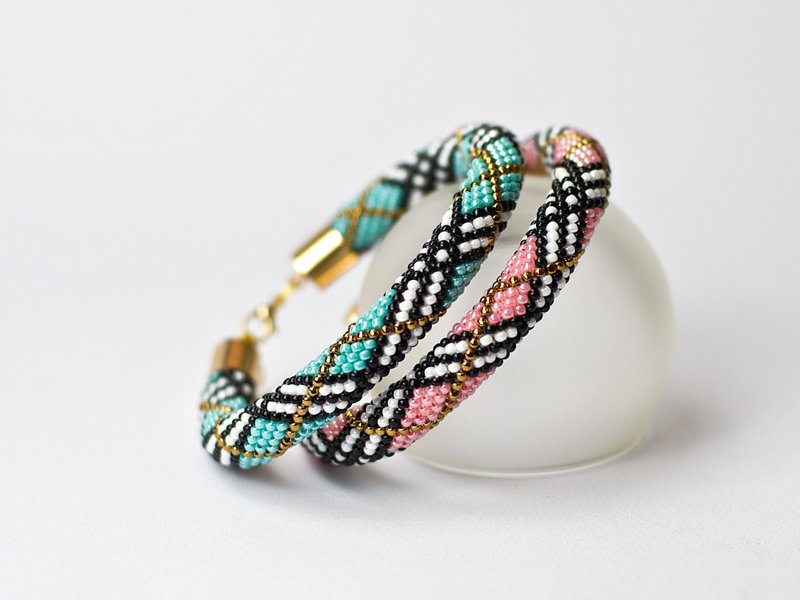 DIY jewelry kit, set of DIY, friendship bracelets set, Kit to make bracelet - 其他 - 玻璃 粉紅色