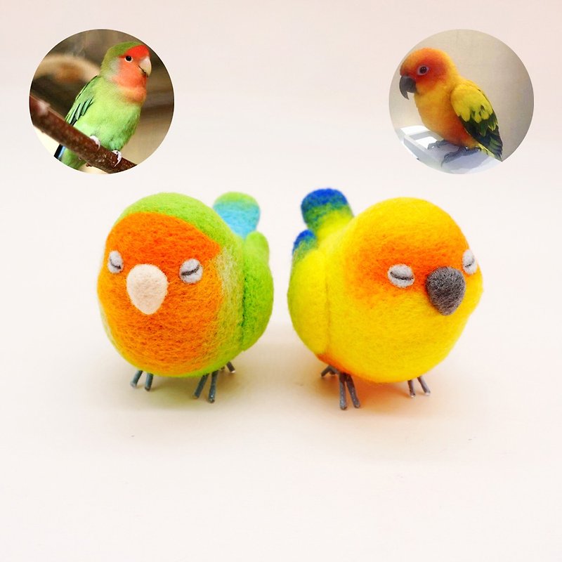 可定制一隻有想法的鳥 - 羊毛氈鸚鵡 來圖客制 紀念品禮物 - 裝飾/擺設  - 羊毛 多色