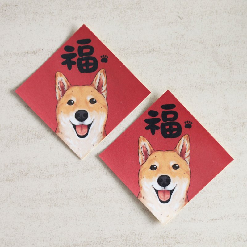 4入 柴犬迷你春聯貼紙 過年 新年 春聯 新春 裝飾 柴柴 - 貼紙 - 紙 紅色