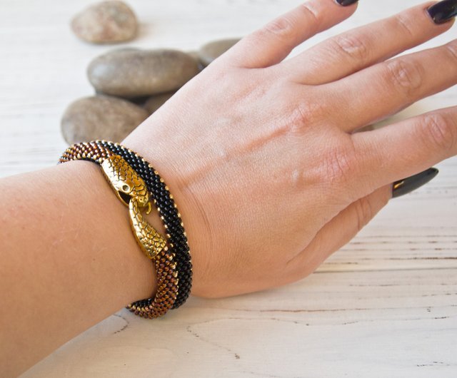 Snake bracelet, Gold snake bracelet for women, Ouroboros, Snake jewelry -  Shop IrisBeadsArt Bracelets - Pinkoi