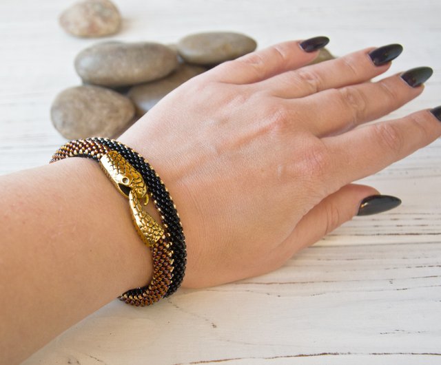 Snake bracelet, Gold snake bracelet for women, Ouroboros, Snake jewelry -  Shop IrisBeadsArt Bracelets - Pinkoi