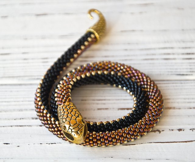 Snake bracelet, Gold snake bracelet for women, Ouroboros, Snake jewelry -  Shop IrisBeadsArt Bracelets - Pinkoi