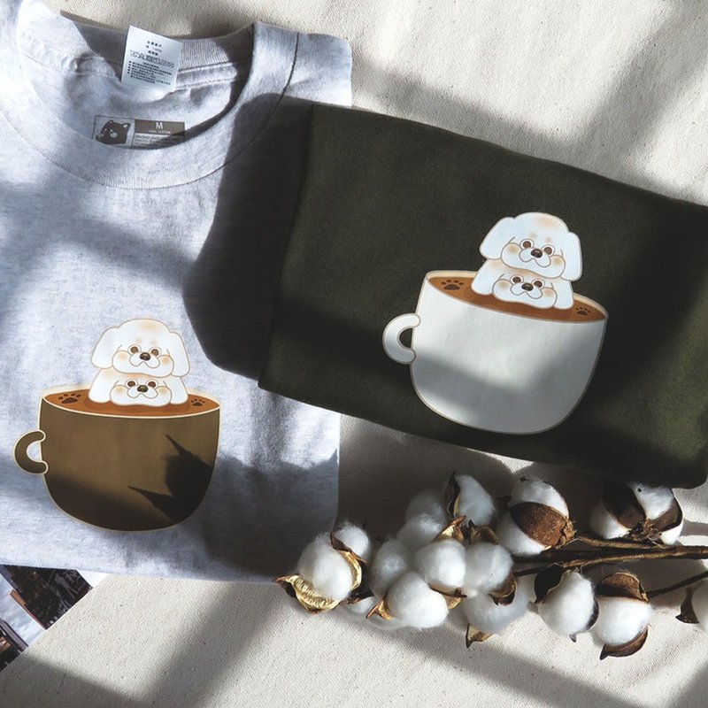 腿庫力量_台灣原創設計T恤_中性版_軟綿綿馬爾咖啡 - 男 T 恤 - 棉．麻 多色