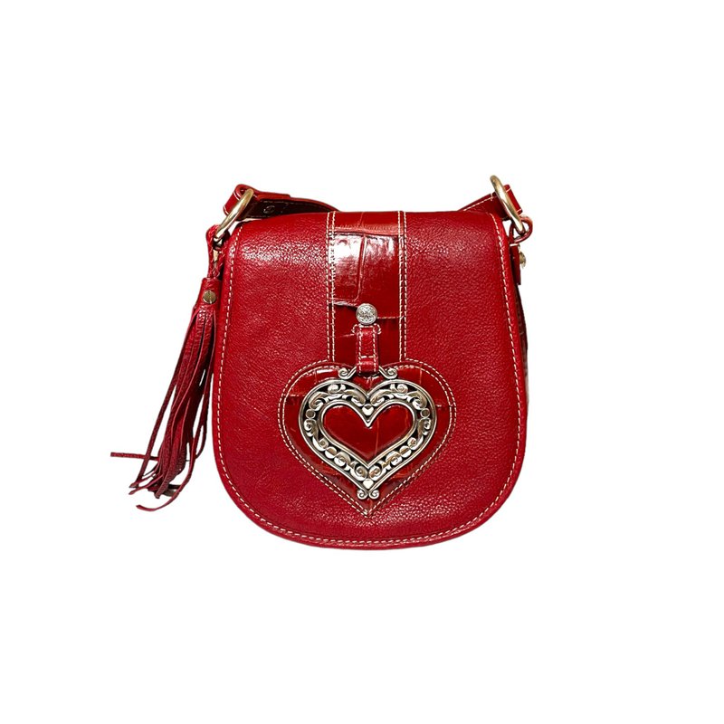 Vintage Brighton Red Heart Crossbody Purse - กระเป๋าแมสเซนเจอร์ - หนังแท้ สีแดง