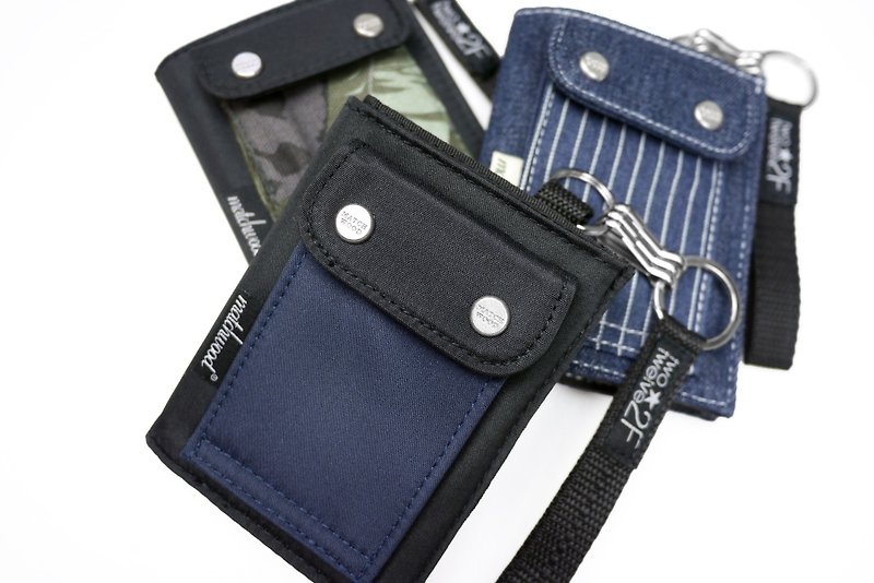 Matchwood Urban Wallet Wallet Short Clip Wallet Card Holder High Quality Wallet Navy Blue Black - กระเป๋าสตางค์ - วัสดุกันนำ้ สีดำ