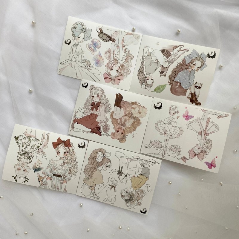 【4月新作】 animal sketches set B　上質紙 マットコート紙 選択可 - 貼紙 - 紙 