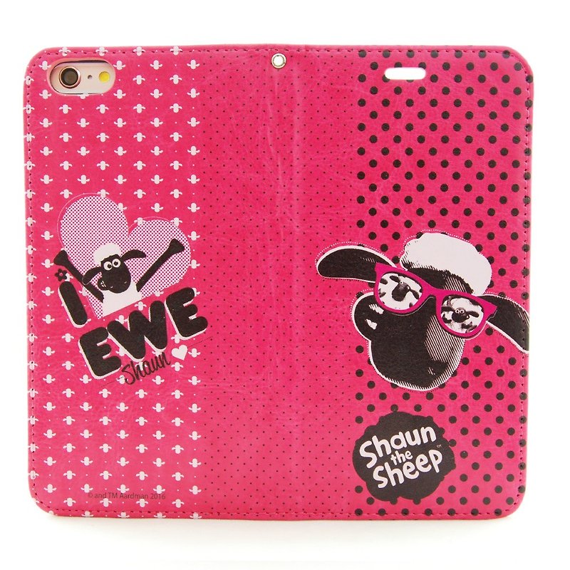 Smiled sheep genuine authority (Shaun The Sheep) - Magnetic phone holster (Rose): [Vogue] "iPhone / Samsung / HTC / ASUS / Sony" - Phone Cases - Genuine Leather Black