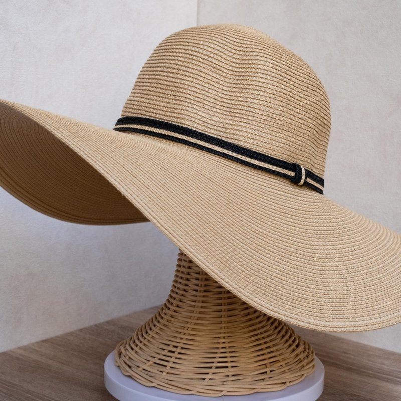 [Made in Taiwan] Romantic Big Beach Hat Natural Color Paper Hat Washable - หมวก - กระดาษ สีกากี