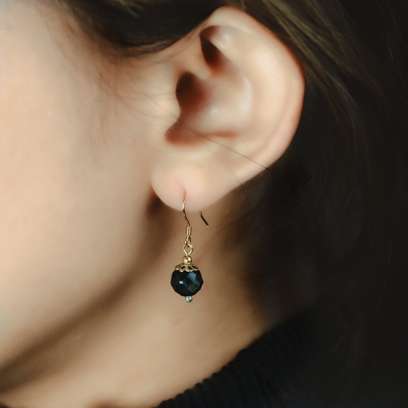 Little Elegant Series l Gold Stone Hook Earrings E0011 - ต่างหู - เครื่องเพชรพลอย 