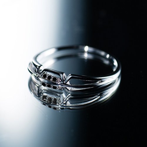 Majade Jewelry Design 黑鑽戒指 黑色白金戒指 極簡金飾幾何女戒 優雅黑鑽石 鑽石金戒指