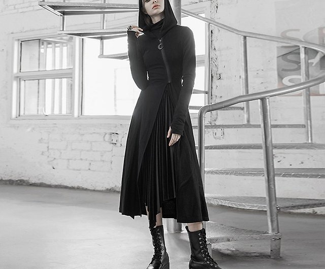 Gothic Death Dance Witch Hooded Jacket One Piece Dress New Large Size Shop Punk Rave Women S Casual Functional Jackets Pinkoi