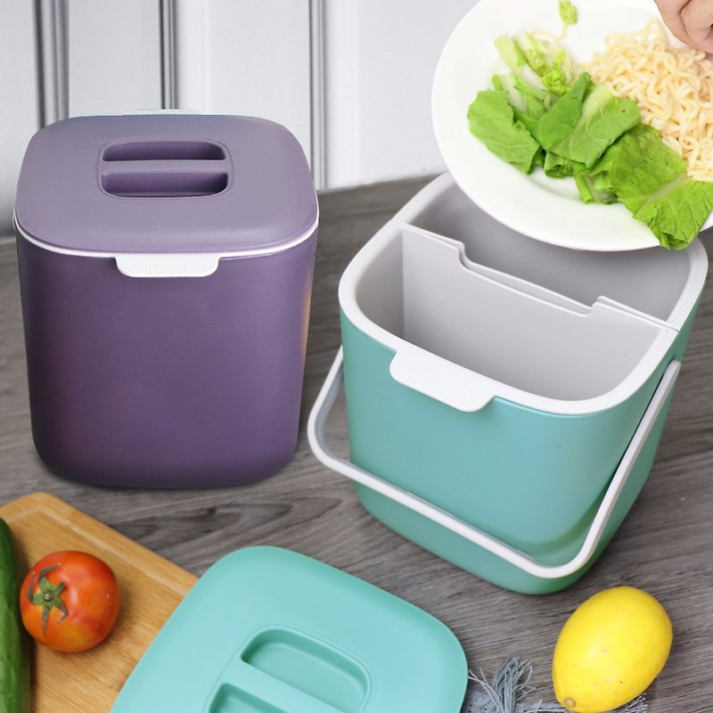 【OMORY】 Kitchen waste dry and wet separation kitchen waste bucket after meals-3L - Other - Plastic Multicolor