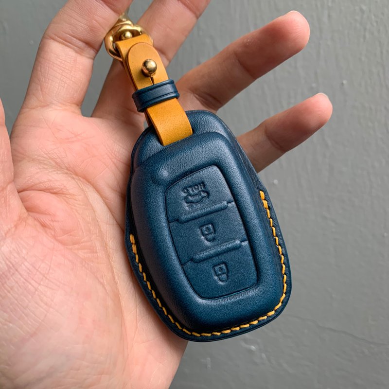 現代 Hyundai 汽車鑰匙套 Tuson Venue IONIQ Kona Electric - 鑰匙圈/鑰匙包 - 真皮 綠色