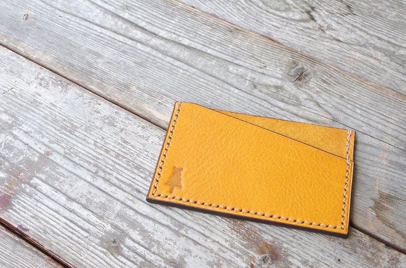 Italian leather pass case yellow / Italian leather pass case # yellow - ที่ใส่บัตรคล้องคอ - หนังแท้ สีเหลือง