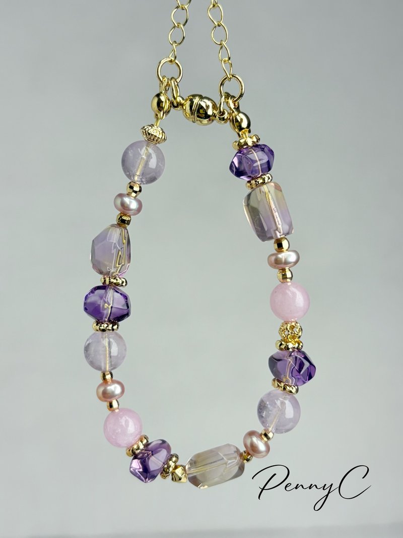 水晶手鍊 紫黃晶 紫水晶 紫鋰輝石 招財 穩定 - 手鍊/手環 - 水晶 