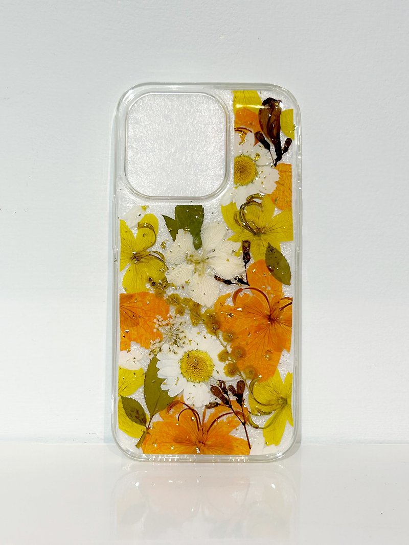 [Morav hand-made design] Dry flower mobile phone case - Other - Plastic Orange